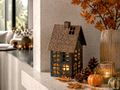 Metall Haus Kerzenhalter Windlicht Halloween Weihnachtsdorf Herbstdeko Laterne für Teelicht - im Regal, im Garten & auf dem Balkon 5
