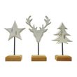 Deko-Aufsteller Weiß Schwarzer Stiel Brauner Sockel – Drei Winterliche Motive: Stern, Tannenbaum oder Hirsch 1