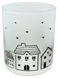 Windlichter Häuser Glas matt Weiss Schwarz Kerzenhalter Weihnachten Herbst 10cm H 1