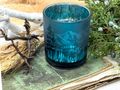 Petrol Blau Teelichtglas Windlicht mit Wald Motiven als Deko Winter Weihnachten Herbst 4