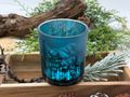 Windlicht Teelichtglas Kerzenglas Hirsch Wald Blau Petrol- Silber, gefrostet Weihnachten Herbst Deko 5