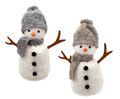 Filzfigur Schneemann Filz Deko Aufsteller mit Grauer oder Beige Mütze Tischdeko Weihnachten Geschenkidee 16cm H 1