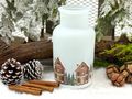 Winterliche Glasvase in Milchglas-Optik – Deko mit Häusern & Tannenbäumen – perfekte Weihnachtsdekoration 2
