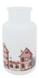 Deko Vase aus Glas mit Winterlandschaft  Motiv – Milchglas-Optik dekoriert mit Häuser Advents- und Weihnachtsdeko 12,5cm H 1