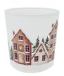 Windlicht aus Glas mit Winterlandschaft Motiv Milchglas-Optik dekoriert Häuser Advents- und Weihnachtsdeko 8cm H 1
