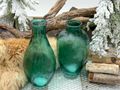 Zwei unterschiedlich geformten Deko Vasen aus Glas in Petrol für Blumen, Gräser, Zweige oder Trockenblumen 3