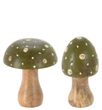 Deko Pilze Grün Aufsteller Mangoholz Herbst Weihnachten Adventskranz Tischdeko Waldpilze 2-er SET 10cm 1