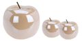 Deko Apfel Keramik Keramikapfel Perlmutt Creme Glänzend Dekofigur Tischdeko Küche Esszimmer 3-er SET 1