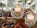 Handgefertigtes Windlicht & Teelicht-Set mit Hirsch– als rustikale Deko, Tischdeko oder Geschenkidee 3