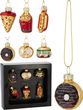 Christbaumschmuck Essen SET aus Glas mit Donut, Brezel, Burger, Pizza, Hotdog & Pommes Weihanchten 6-teilig 5