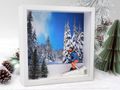 Geschenkrahmen Holz Bilderrahmen Diorama Geldgeschenk Gutschein Skifahrer Winterlandschaft Weihnachten  2