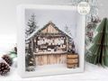 Bunt Geschenkrahmen Holz Bilderrahmen Diorama Geldgeschenk Gutschein Weihnachtsmarkt Glühwein LED Tannenbaum 2