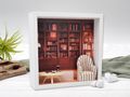 Ganzjährig Geschenkrahmen Holz Bilderrahmen Diorama Geldgeschenk Gutschein Buch Sessel Lesezimmer Homebibliothek Wohnzimmer 2