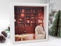 Weihnachten Geschenkrahmen Holz Bilderrahmen Diorama Geldgeschenk Gutschein Buch Sessel Lesezimmer Homebibliothek Wohnzimmer 3