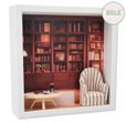 Geschenkrahmen Holz Bilderrahmen Diorama Geldgeschenk Gutschein Buch Sessel Lesezimmer Homebibliothek Wohnzimmer 1