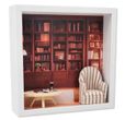 Geschenkrahmen Holz Bilderrahmen Diorama Geldgeschenk Gutschein Buch Sessel Lesezimmer Homebibliothek Wohnzimmer 1