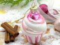 Cupcake Muffin Christbaumschmuck aus Glas Rosa für Weihnachtsbaum, Adventskranz, als Deko in Küche & Geschenkidee 2