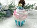 Glitzernder Cupcake Christbaumschmuck Anhänger aus Glas in Türkis - Weihnachten Deko 3