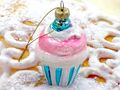 Cupcake aus Glas Muffin– Christbaumschmuck, Christbaumanhänger & Weihnachtsbaumschmuck in Türkis mit Glitzer 2