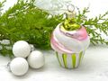 Cupcake aus Glas Muffin– Christbaumschmuck, Christbaumanhänger & Weihnachtsbaumschmuck in Grün mit Glitzer 3