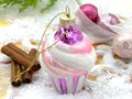 Cupcake Muffin Christbaumschmuck aus Glas in Rosa, Pink & Weiß mit Glitzer für Backfans, Konditoren, 2