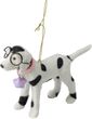 Christbaumschmuck Hund Dalmatiner Schwarz Weiß Lila Stern Brille Ornament Anhänger Fell Deko 1