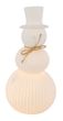 Deko Schneemann Figur Aufsteller mit warmen LED Licht aus Keramik in Weiß – Winterdeko Tischdeko 16cm H 1
