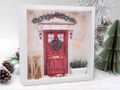 Geschenkrahmen Kompett fertig Holz Bilderrahmen Diorama Geldgeschenk Gutschein Weihnachtstüre Rot Weihnachtspost 2