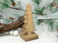 Deko Holz Tannenbaum aus naturbelassenen Mangoholz auf stabilem Sockel - Weihnachtsbaum Figur zum Aufstellen 30cm H 4
