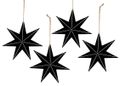 Sterne Metall Schwarz Christbaumschmuck Weihnachten Hängedeko Adventskranz Basteln 7 Zacken 10cm 4 Stück  1