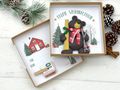 Geldgeschenk Weihnachten Verpackung Geschenk Natur Bär Skier Skistöcke Rotes Haus Gutschein 5