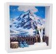 Geschenkrahmen Holz Bilderrahmen Diorama Geldgeschenk Gutschein Ski Skischuhe Winterlandschaft Weihnachten 1
