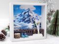  Bilderrahmen Holz Diorama Geschenk Geschenkrahmen Deko für Skiurlaub Weihnachten Skilift Skiausrüstung Skihütte Party 2