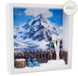 Geschenkrahmen Holz Bilderrahmen Diorama Geldgeschenk Gutschein Ski Skischuhe Winterlandschaft Weihnachten 1