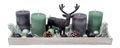Adventsgesteck Weihnachten Deko Adventskranz Tablett Modern Hirsch Schwarz Adventskerzen Grau & Salbei 40cm L 1