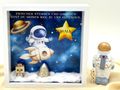 Geschenkrahmen Holz Diorama Geldgeschenk Gutschein Geburt Taufe Blau Weltall Mädchen PERSONALISIERT 4