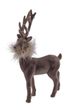 Hirsch Samt Beflockt Taupe Grau Braun stehend Weihnachten Tischdeko Weihnachtsdekoration Deko Figur 19cm H 1