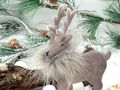 Hirsch mit Samtüberzug Feder Kragen als Tischdekoration, auf einem Adventstablett, Adventskranz oder zum Basteln 4