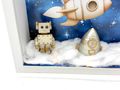 Geschenkrahmen Holz Diorama Geldgeschenk Gutschein Geburt Taufe Blau Weltall Junge PERSONALISIERT 5