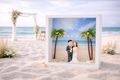 Bilderrahmen aus Holz - Geschenkrahmen Diorama Geldgeschenk Verpackung Gutschein Hochzeit Strand Strandhochzeit mit LED 2
