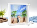 Geschenkrahmen Holz Diorama Geldgeschenk Gutschein Hochzeit Strand Strandhochzeit LED 2