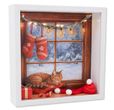 Geschenkrahmen Holz Bilderrahmen Deko Diorama Weihnachten Geldgeschenk Gutschein mit LED Katze Weihnachtsfenster 1