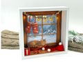 Geschenkrahmen aus Holz mit Katze, eine Mini Girlande mit LED Lichterkette und Platz für Geldgeschenk oder Gutschein Geschenk 3