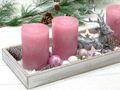 Adventstablett Grau mit Silber Hirsch, 4 Adventskerzen - Stumpenkerzen in Rosa & Streudeko Weihnachten 3