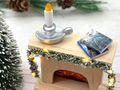 Geschenk Weihnachtsszene mit Katzen LED-beleuchtetem Holzkamin, Weihnachtsbaum, Geschenken für Gutschein oder Geld 4