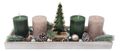 Adventskranz - Adventsgesteck länglich Deko-Tablett mit 4 Adventskerzen in Taupe & Dunkelgrün & Tannenbaum 40cm 1