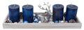 Weihnachtliches Deko-Tablett aus Holz – mit 4 blauen Adventskerzen, silber Hirsch & Streudeko Adventsgesteck 40 cm 1
