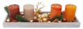 Adventskranz länglich Deko-Tablett Holz 4 Adventskerzen in Braun-Orange-Tönen goldenem Hirsch & Streudeko 40cm 1