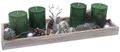 Adventskranz Adventsgesteck Deko-Tablett Holz länglich Adventskerzen Grün LED Lichterkette silber Hirsch 40 cm 1