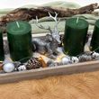 Adventskranz - Deko Tablett Grau mit Adventsgesteck in dunkel Grün & Silber 40cm lang  3